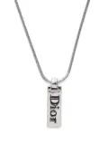 Christian Dior Pre-Owned silver plated logo plate necklace