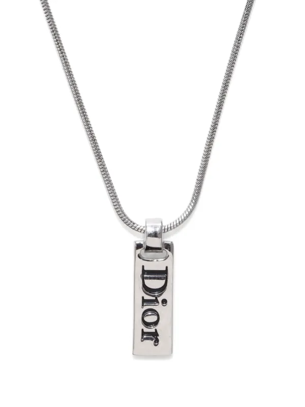 美品　DIOR ディオール　ネックレス　プレート　バー　ロゴ　シルバー 楽天市場】ディオール Dior オブリークロゴプレート ペンダント