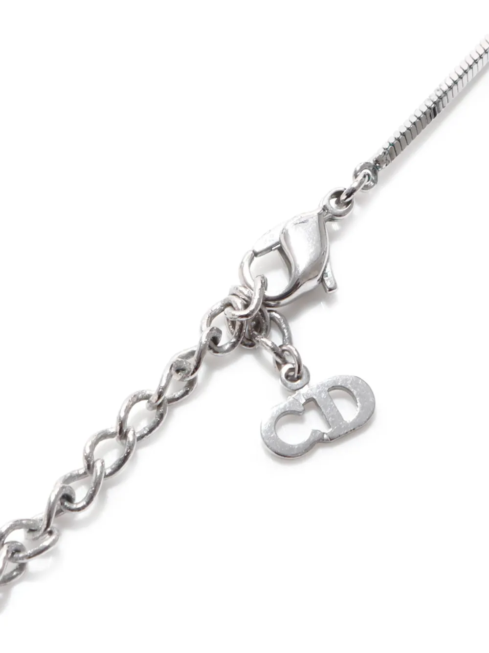 Pre-owned Dior Silver Plated Trotter Plate Necklace
