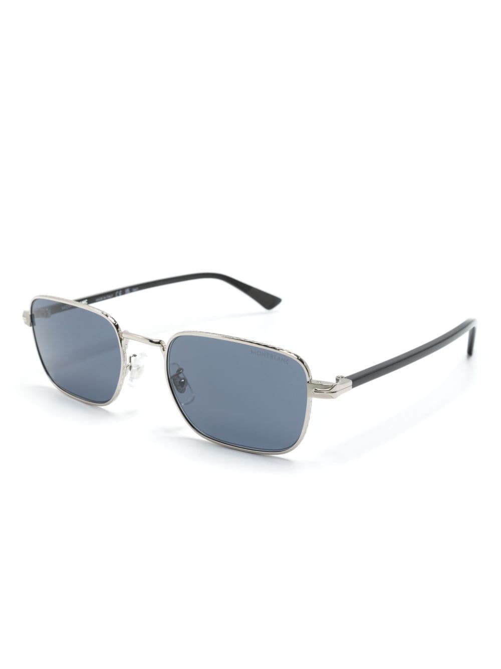 Shop Montblanc Rectangle-frame Sunglasses In Silver