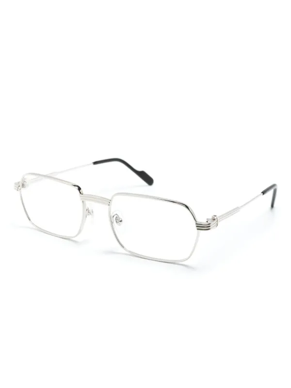 Cartier Eyewear Polished rectangle-frame Glasses | Silver | FARFETCH