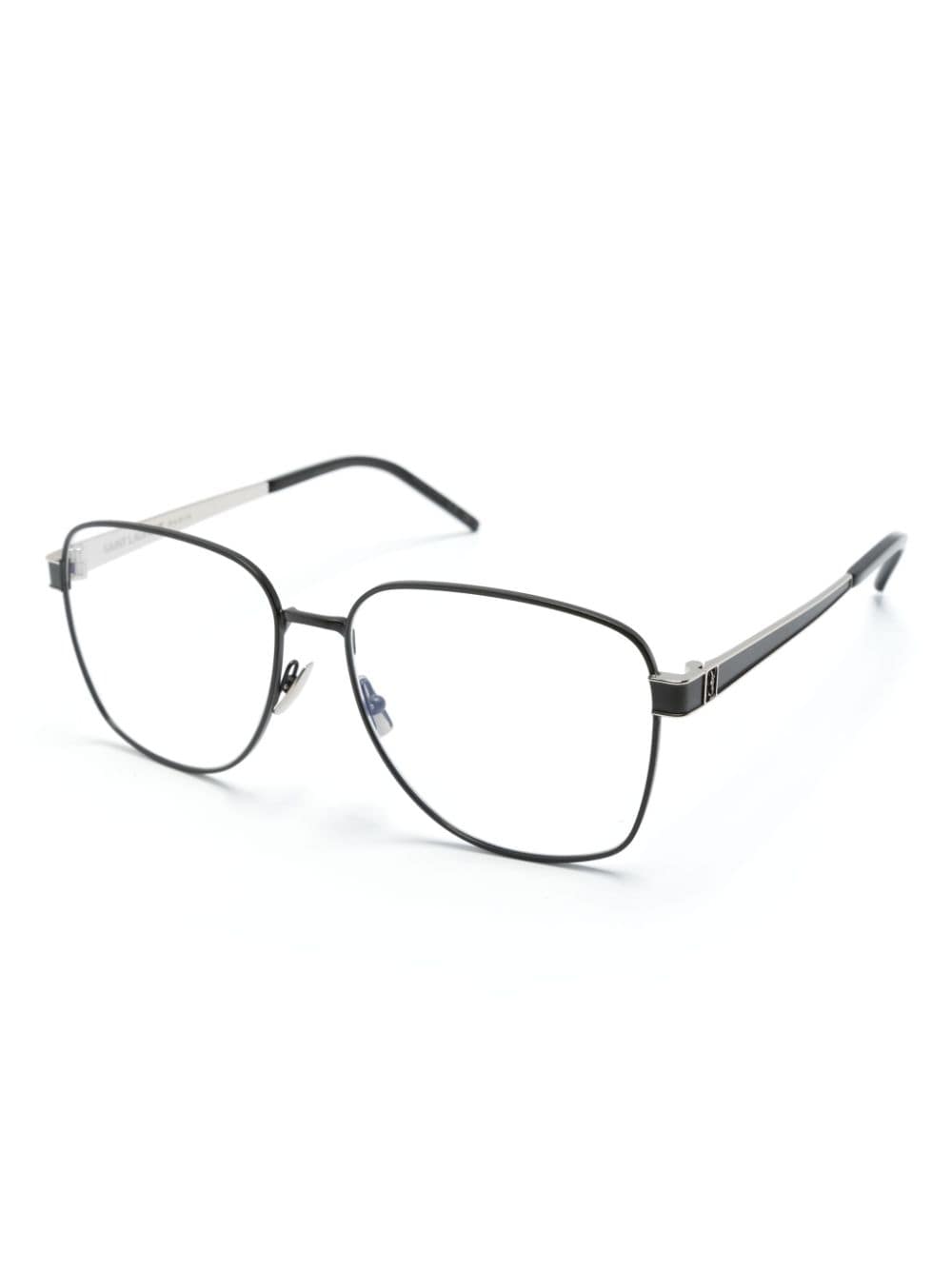 Saint Laurent Eyewear Cassandre-plaque square-frame glasses - Zwart
