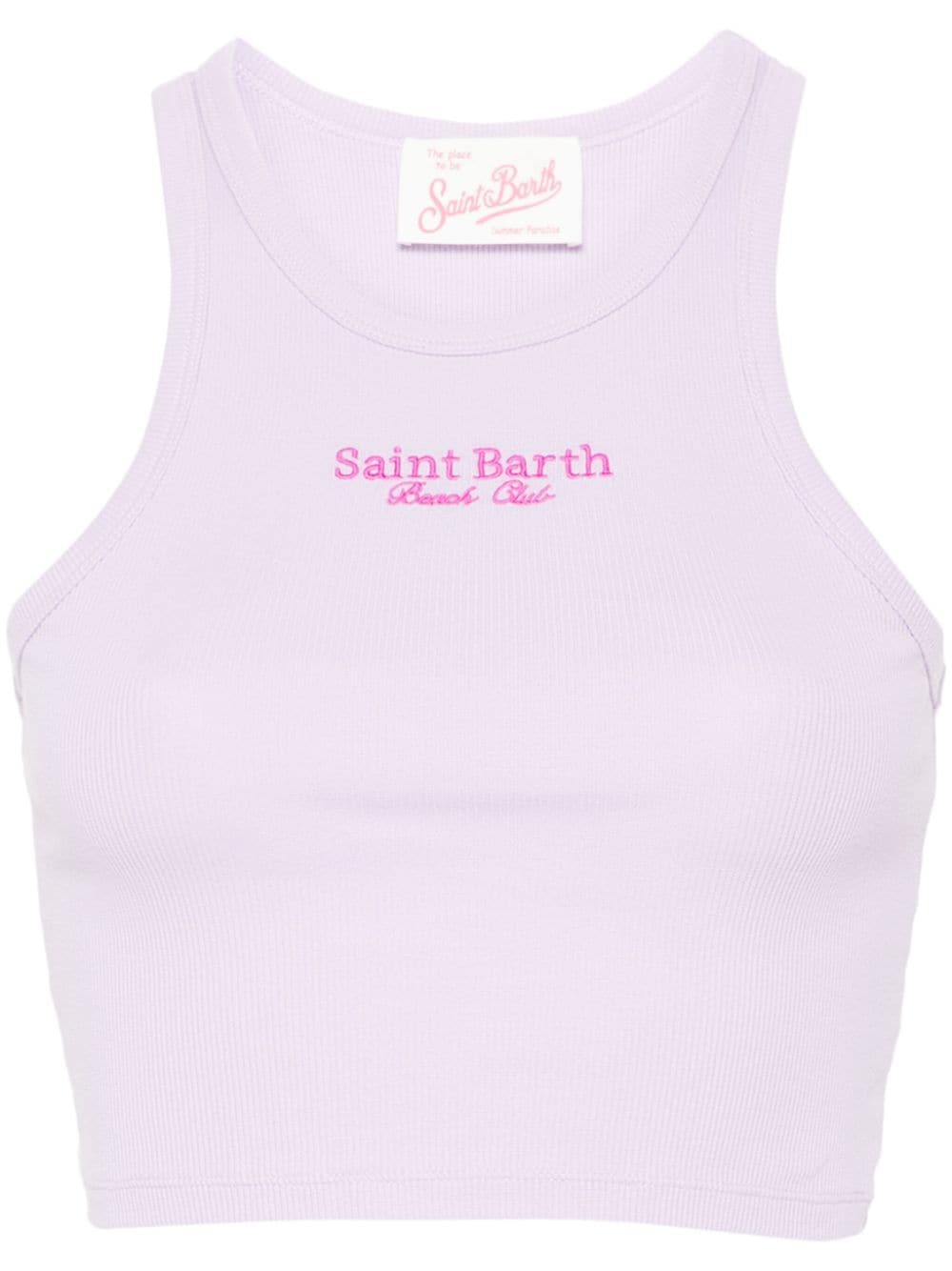 mc2 saint barth logo-embroidered tank top - violet