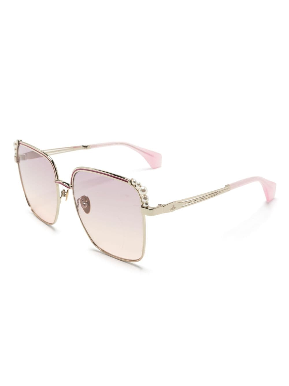 Vivienne Westwood pearl-detailing oversize-frame sunglasses - Roze