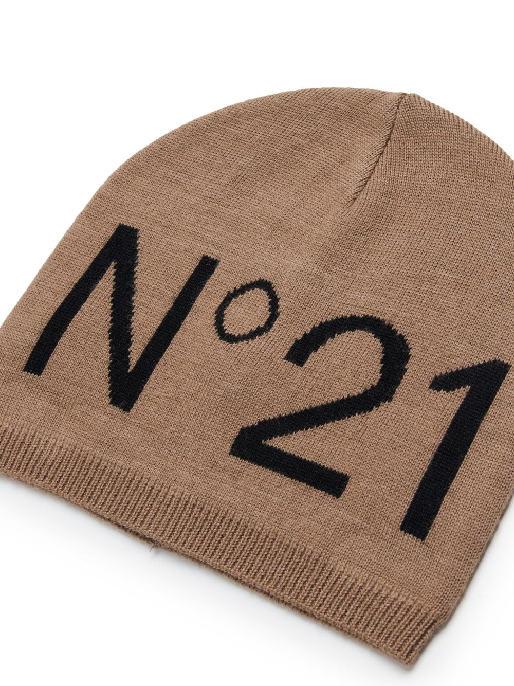 N°21 INTARSIA-KNIT LOGO BEANIE HAT