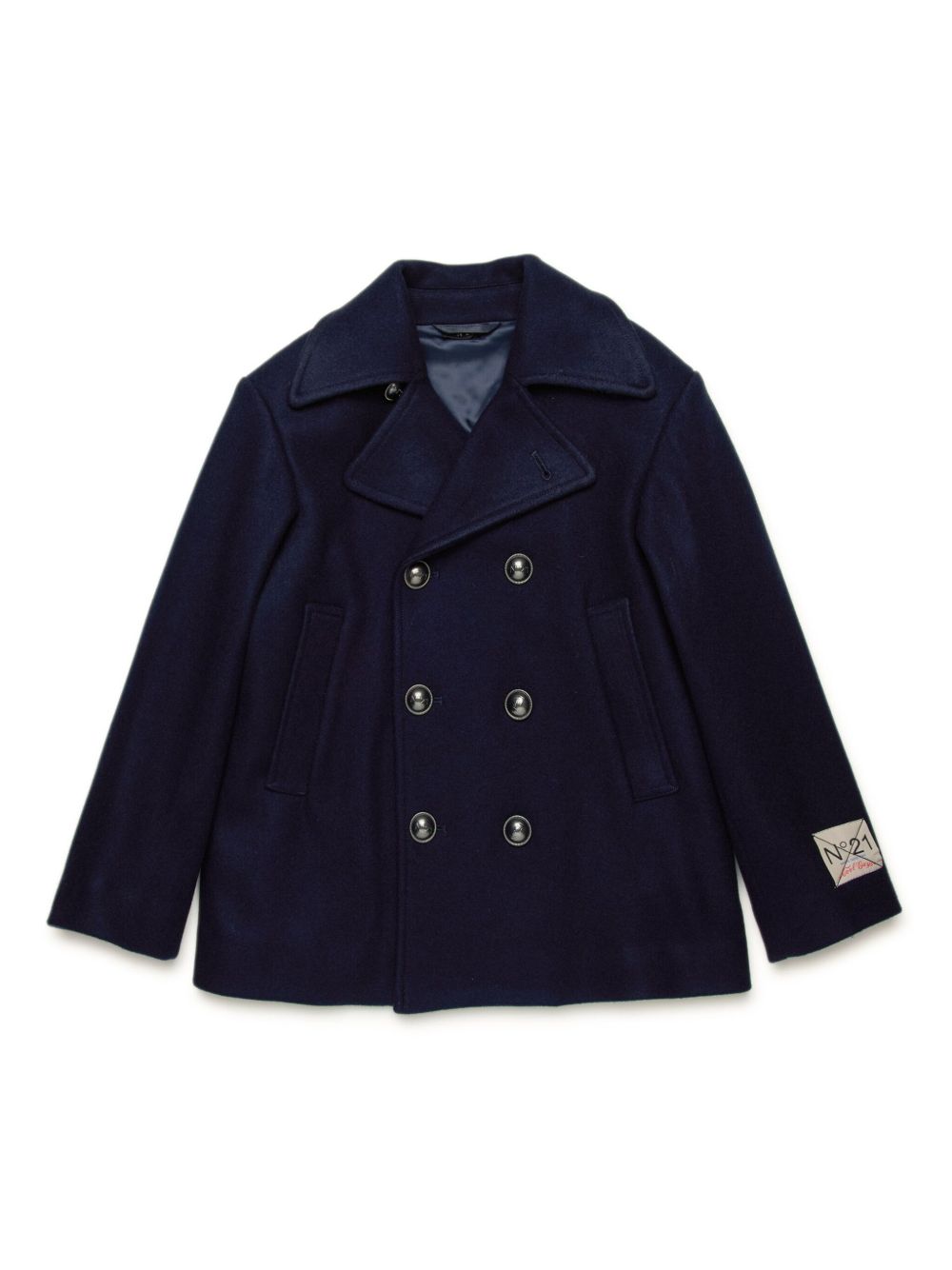 Nº21 Kids logo-appliqué double-breasted coat - Blue