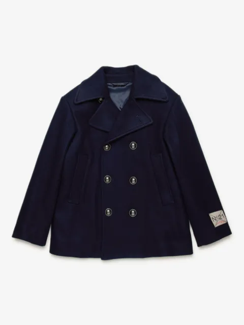 Nº21 Kids logo-appliqué double-breasted coat