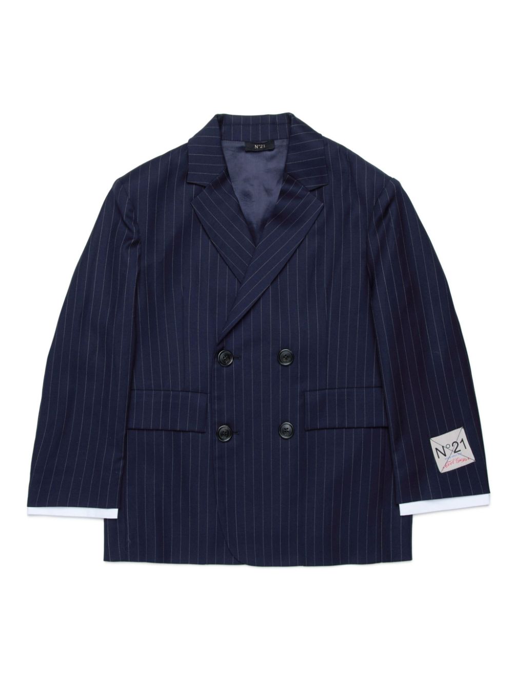 Nº21 Kids pinstriped double-breasted blazer - Blue