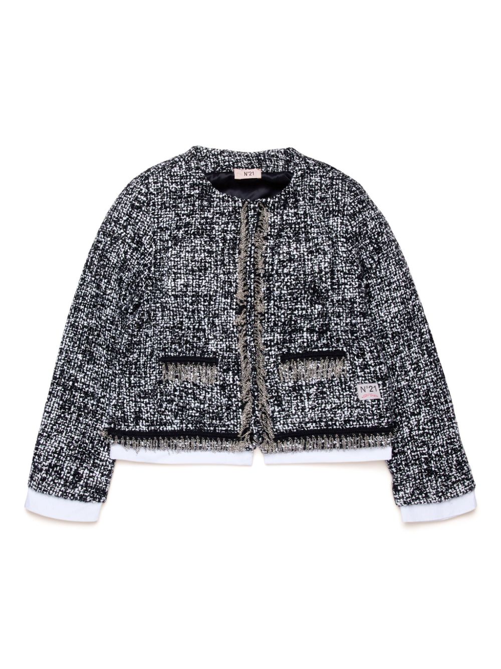 Nº21 Kids single-breasted tweed jacket - Black