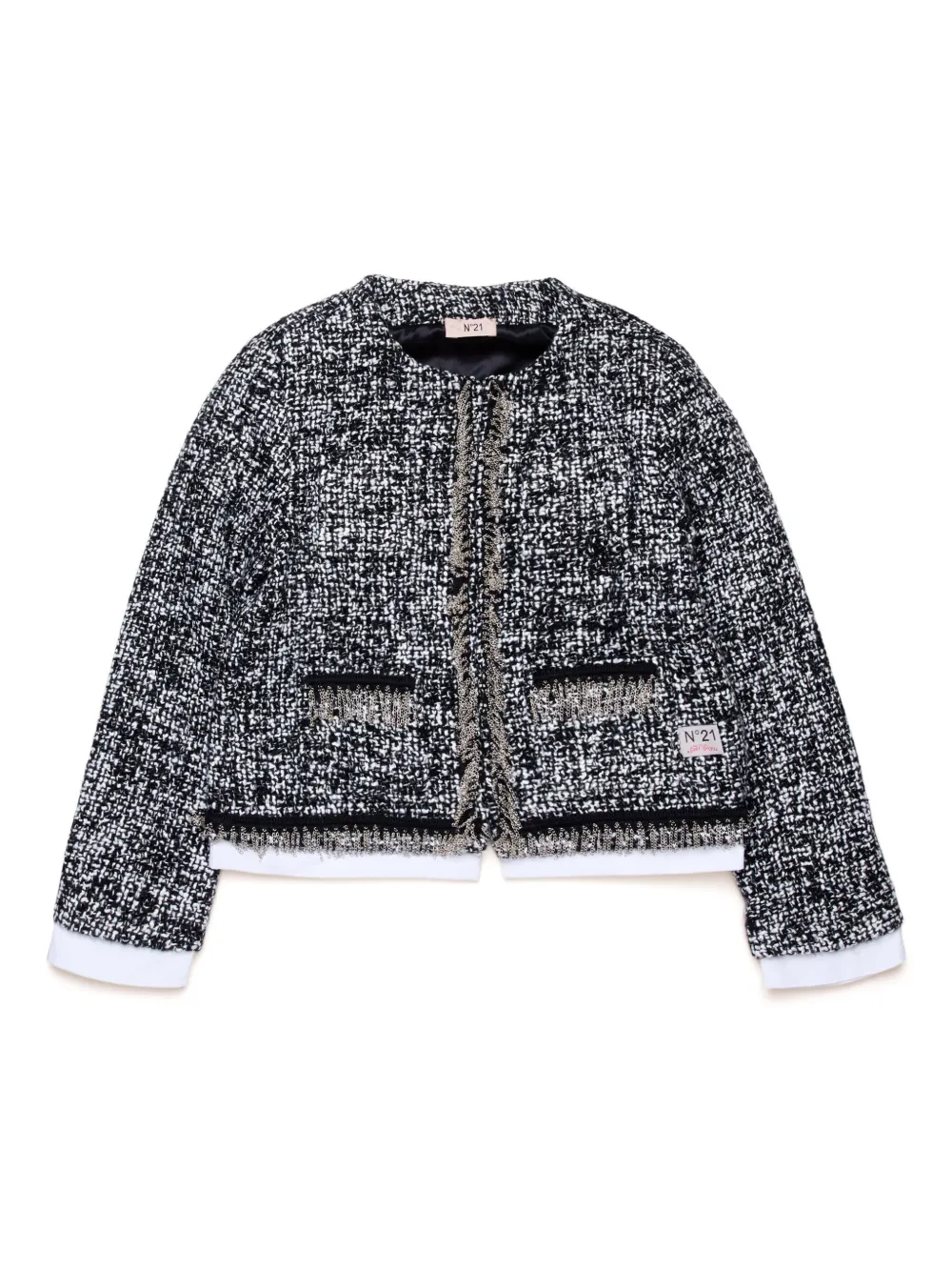 Nº21 Kids Einreihige Tweed-Jacke - Schwarz