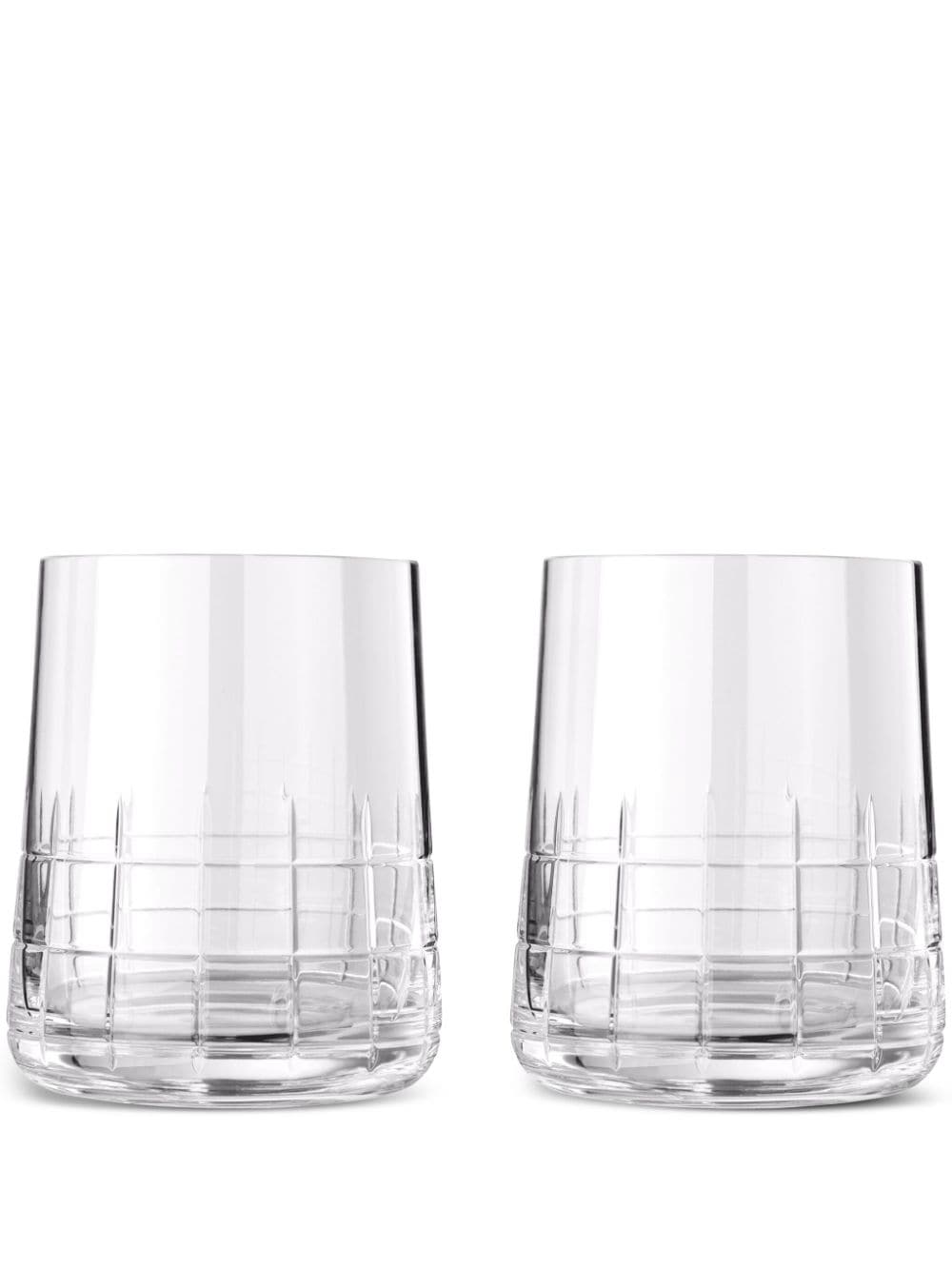 Christofle Check-pattern Water Goblets (set Of Two) In Transparent