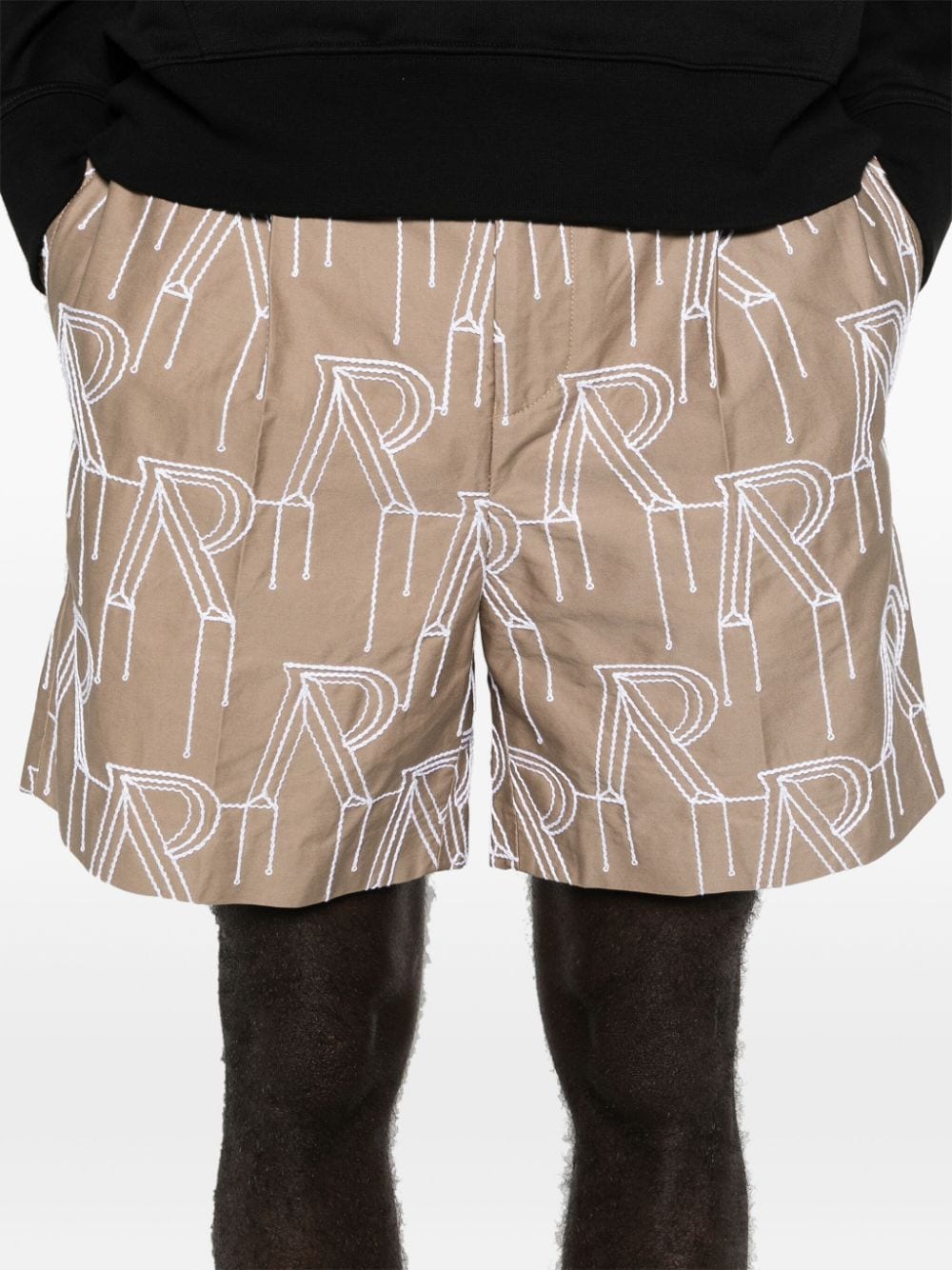 Shop Represent Initial-embroidered Tailored Shorts In Neutrals