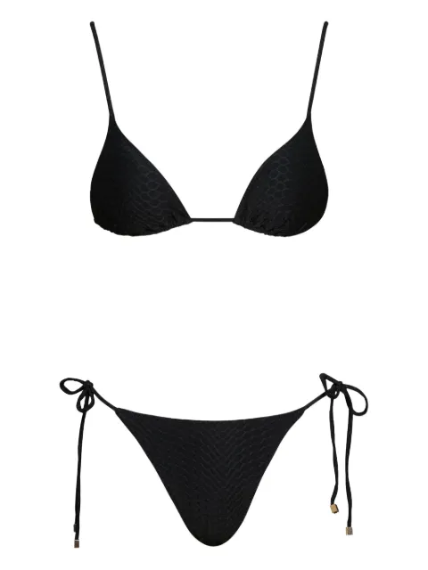 Noire Swimwear Nikki snakeskin-effect bikini set