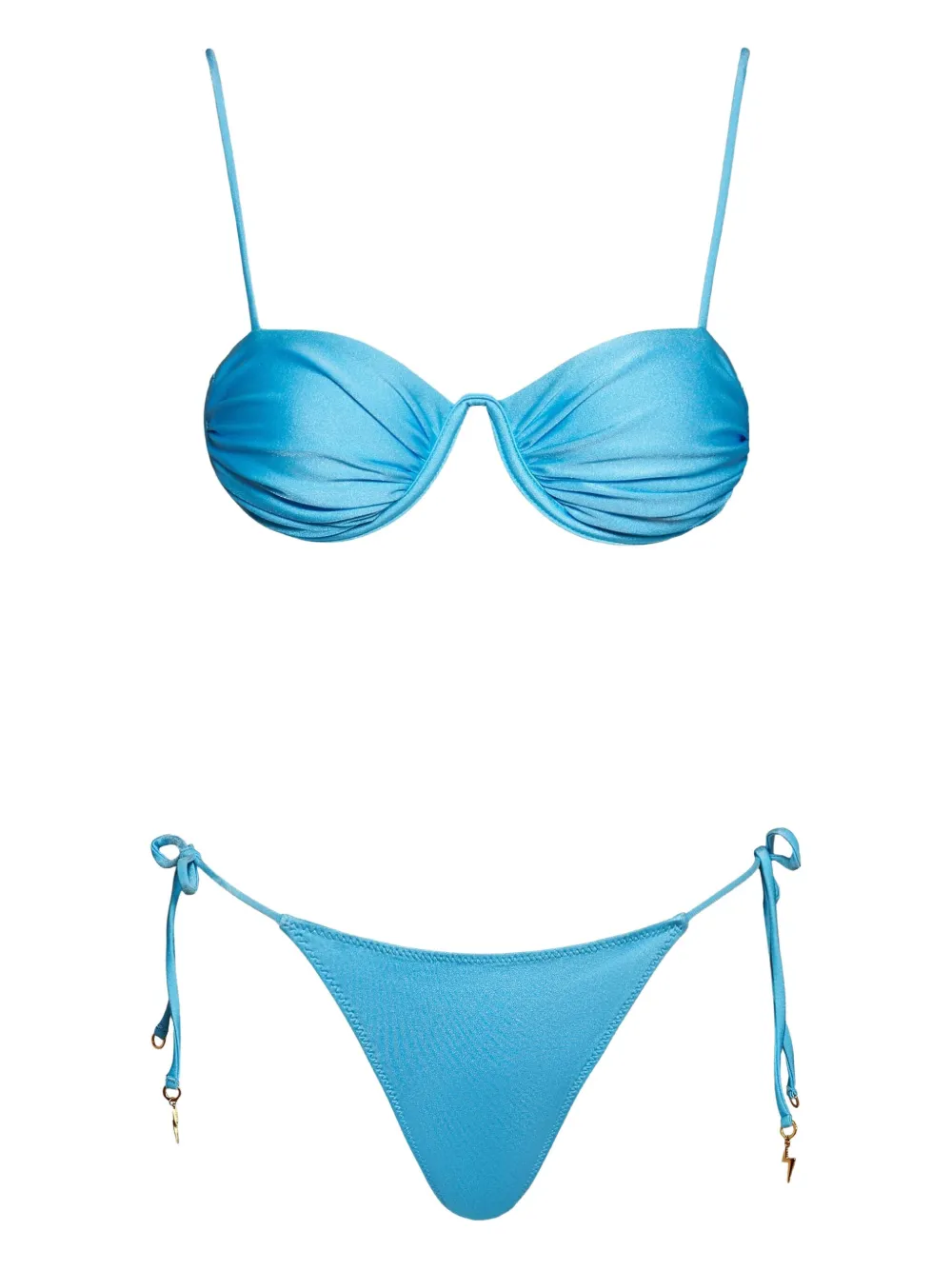 Noire Swimwear Monowire satin bikini set | Blue | Image 1