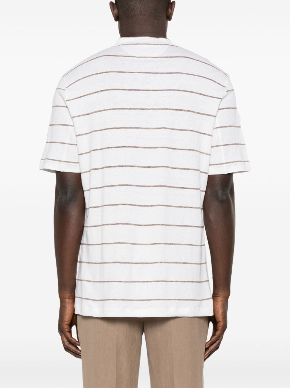 Shop Brunello Cucinelli Crew-neck Striped T-shirt In White