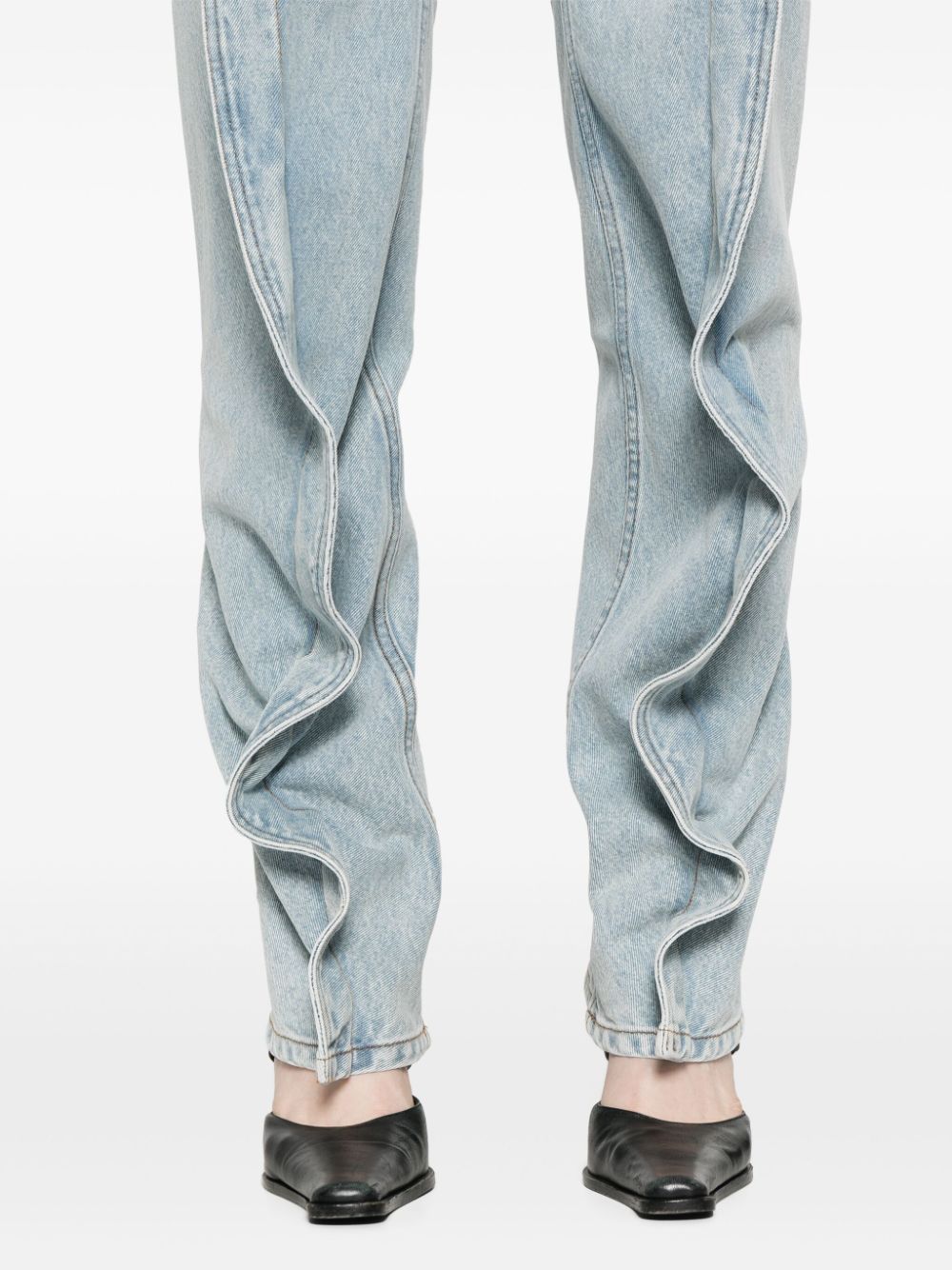 Shop Y/project Evergreen Banana Tapered Jeans In Blue