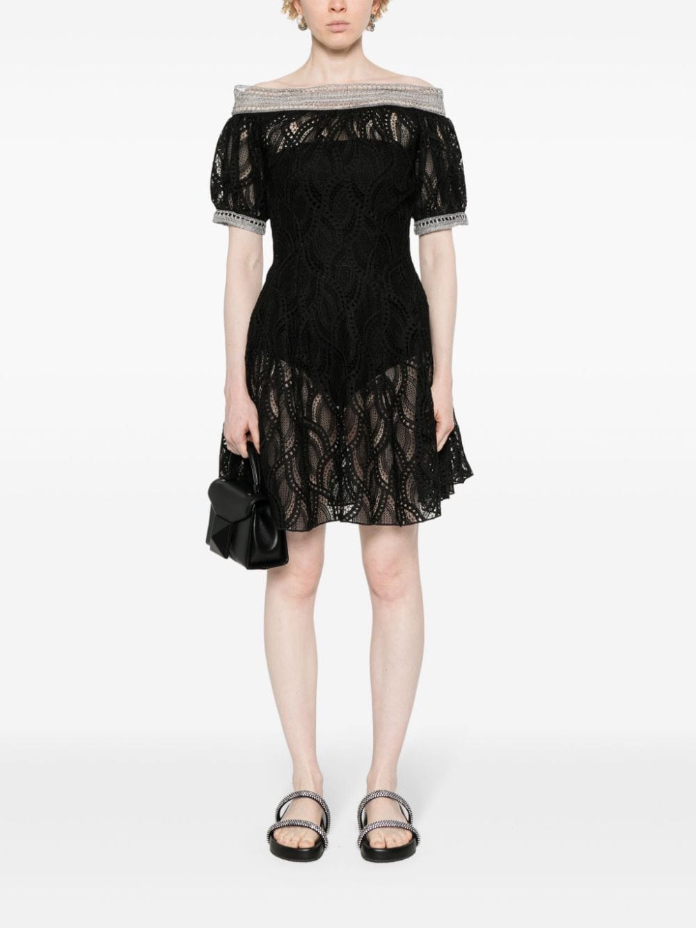 Shop Ermanno Scervino Guipure-lace Mini Dress In Black