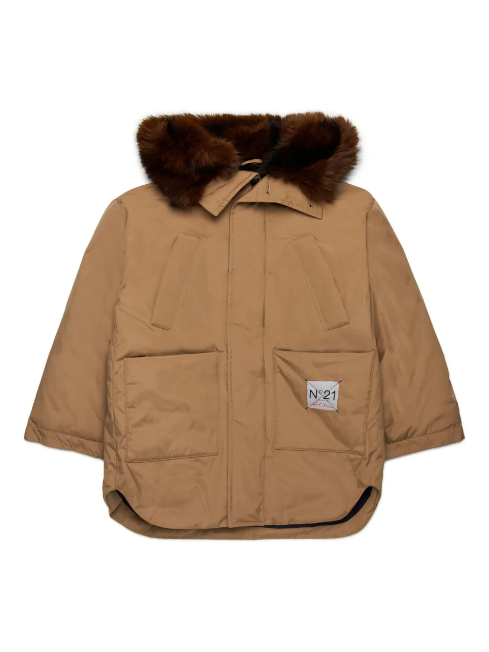 Nº21 Kids エコファー パデッドコート - ブラウン Nº21 Kids エコファー パデッドコート - ブラウン