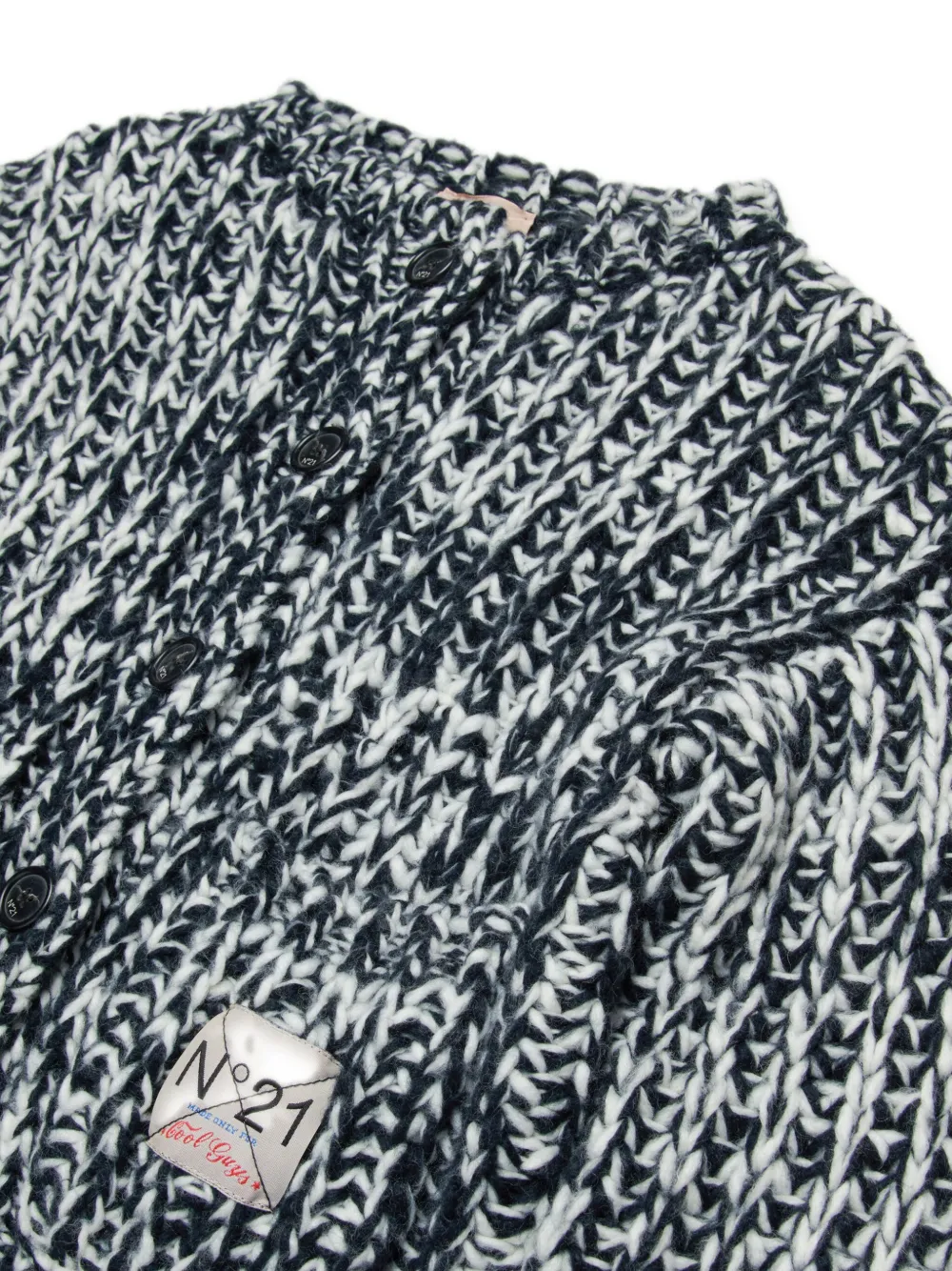 N°21 Chunky-knit Logo-appliqué Cardigan In Black