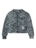 Nº21 Kids chunky-knit logo-appliqué cardigan - Black