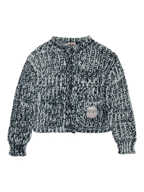Nº21 Kids chunky-knit logo-appliqué cardigan
