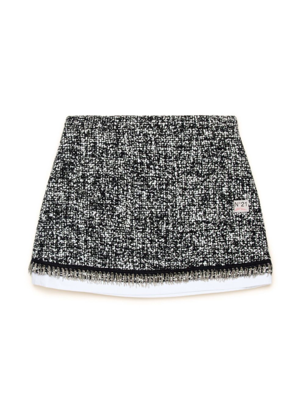 Nº21 Kids fringed tweed miniskirt - Black