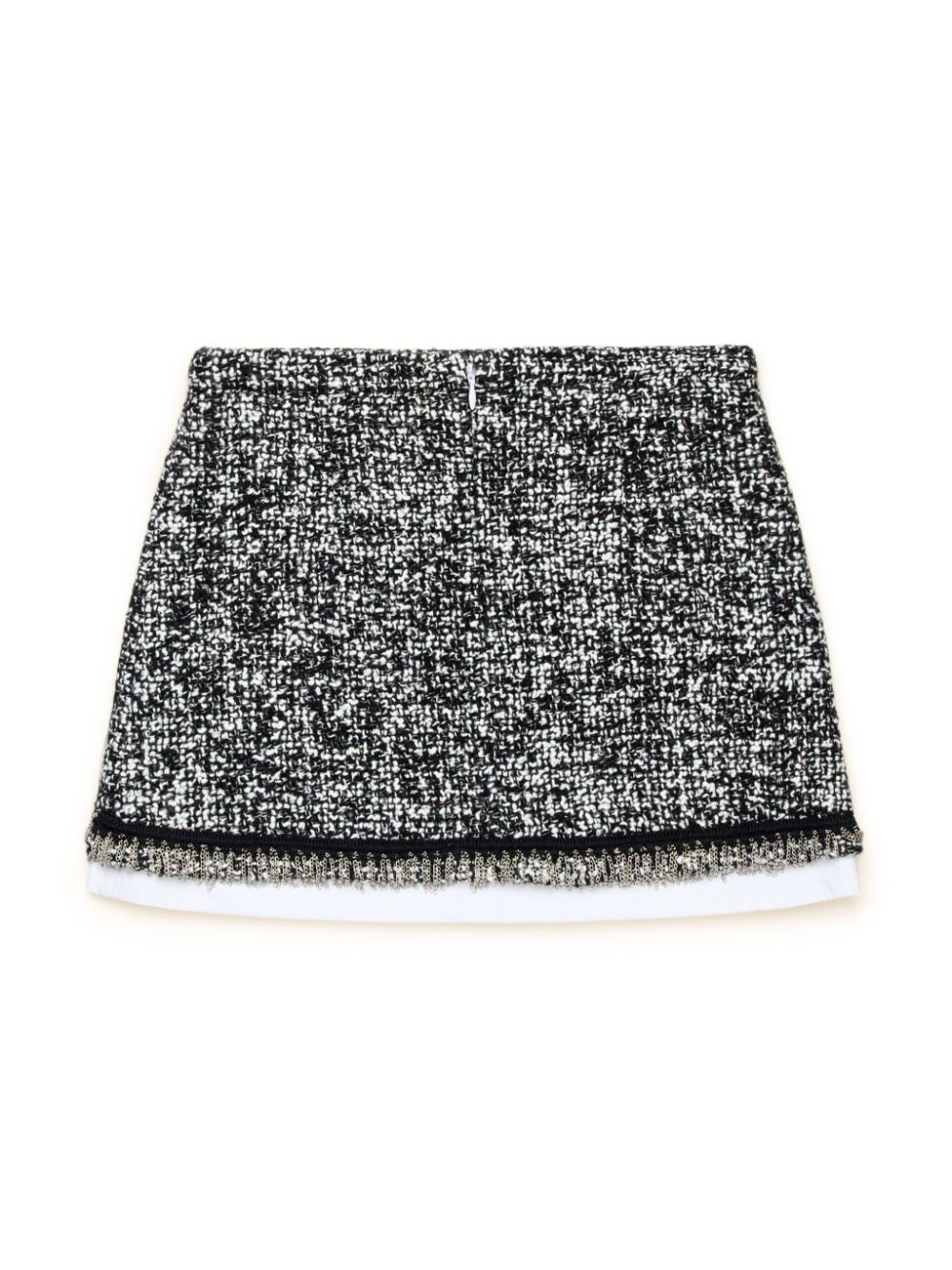 Nº21 Kids Tweed mini-rok met franje - Zwart