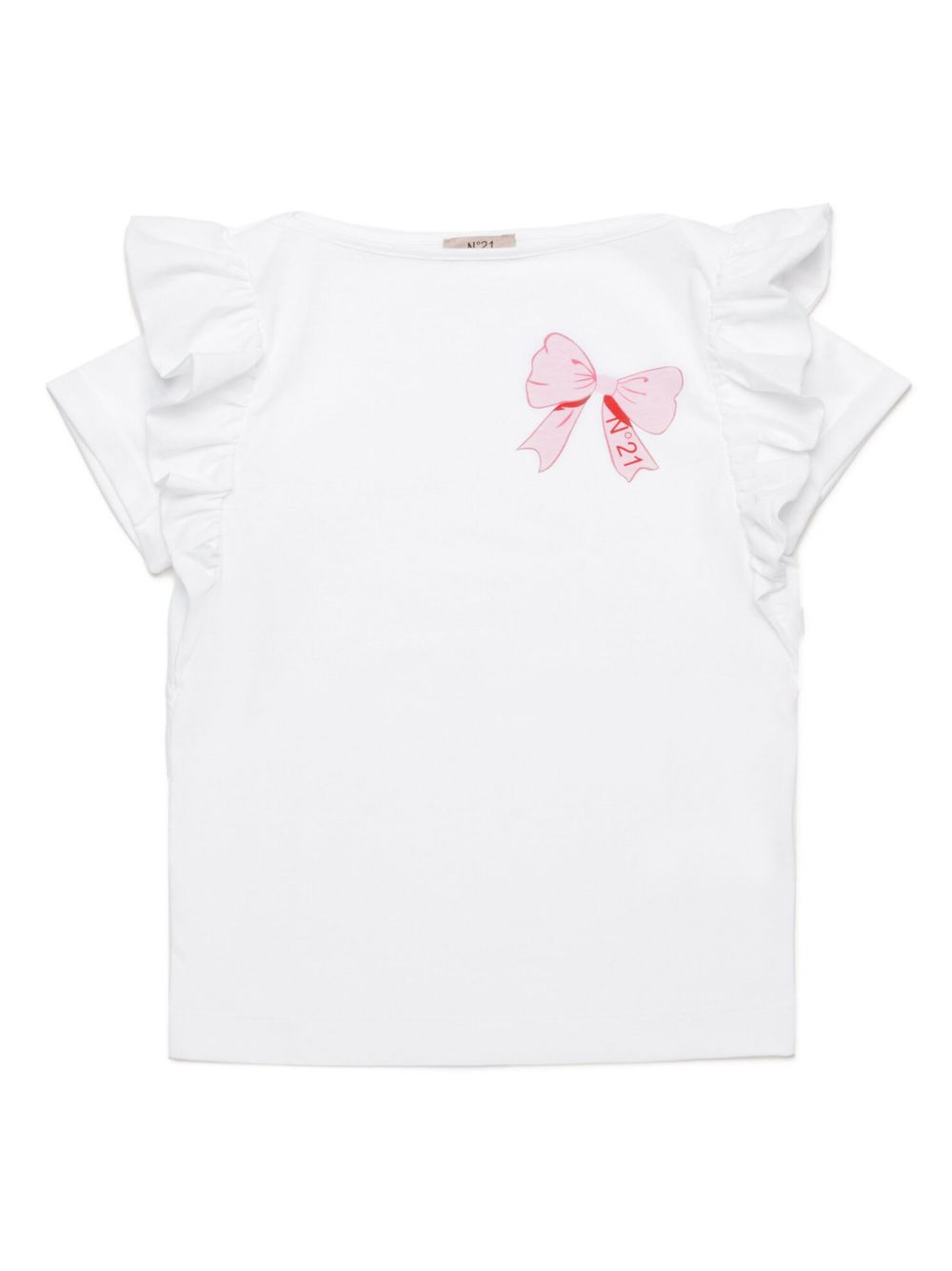 Nº21 Kids ruffle-detail cotton T-shirt - White