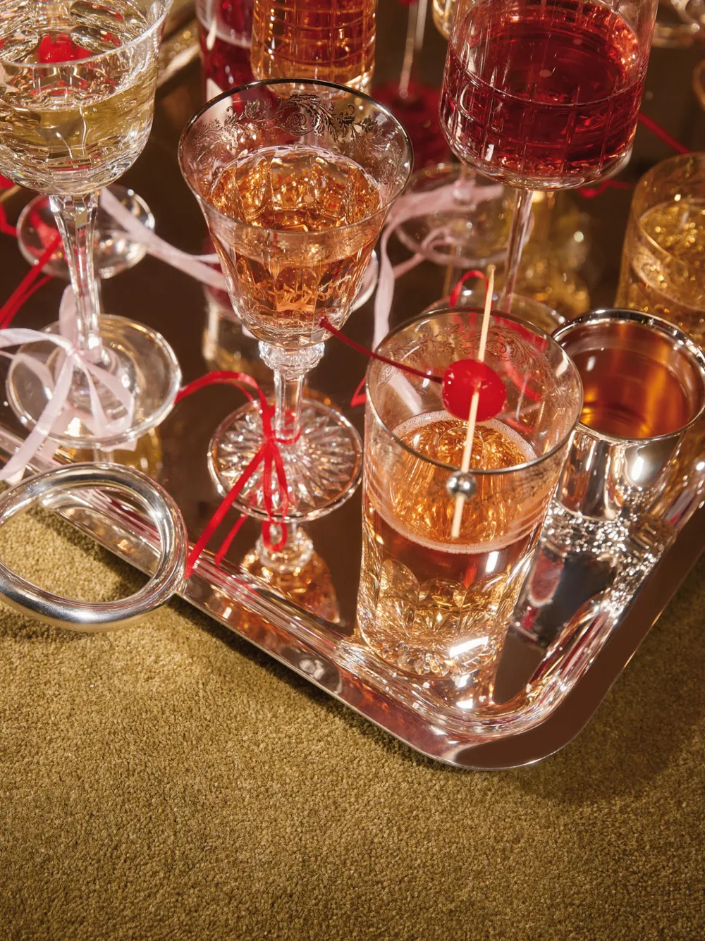Christofle Graphik Crystal-glass Water Glasses Set Of Two In White