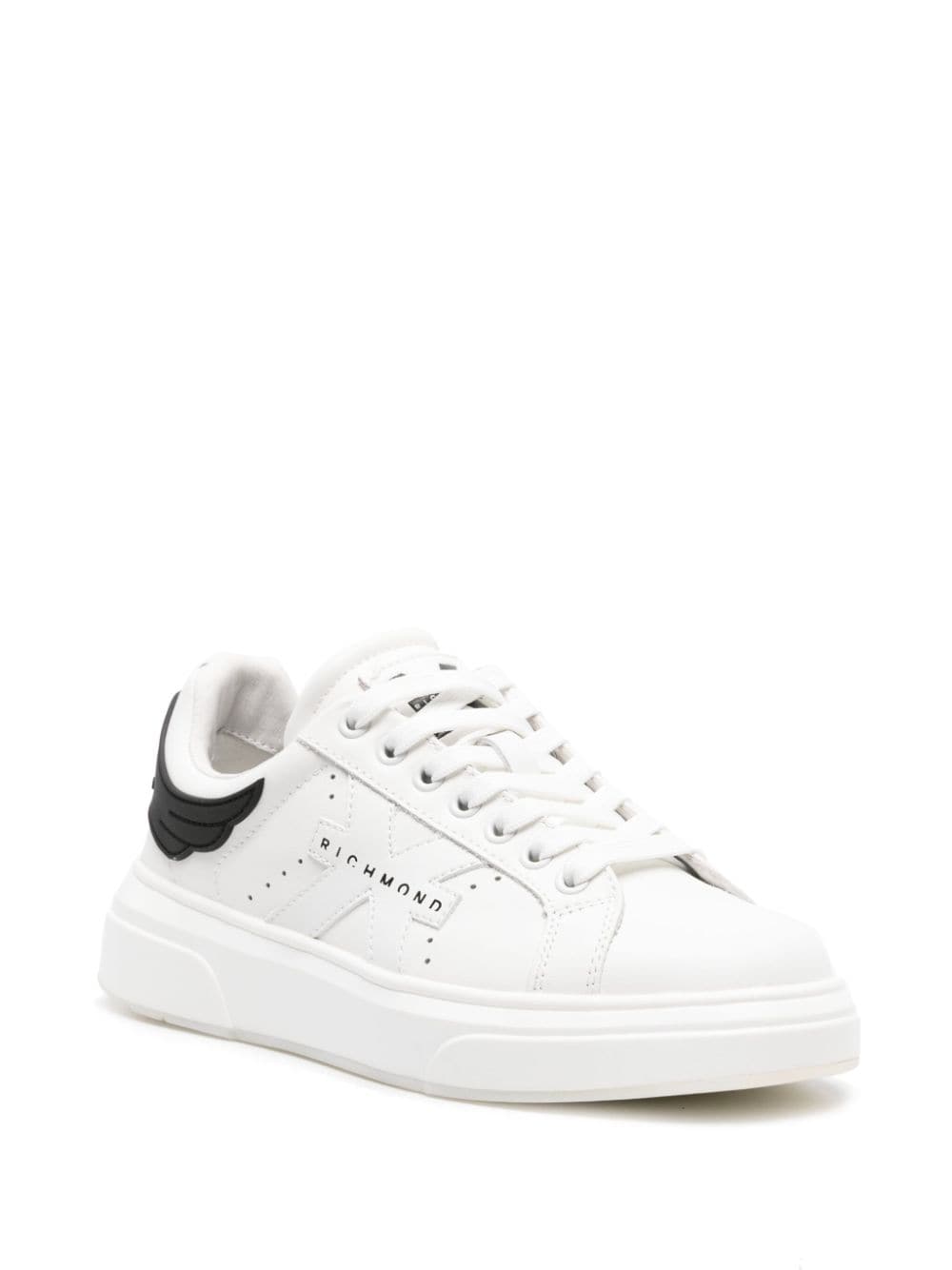 John Richmond logo-print leather sneakers - Wit