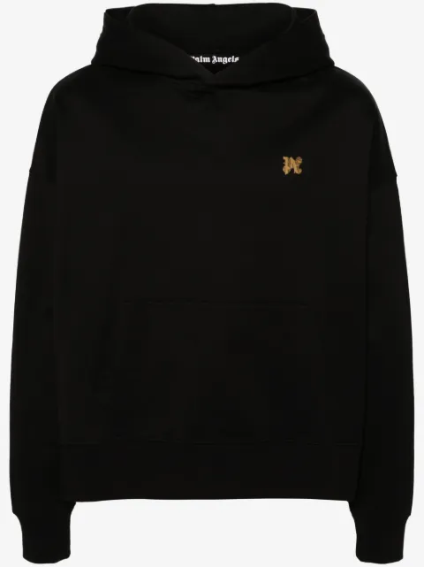 Palm Angels monogram-pin cotton hoodie