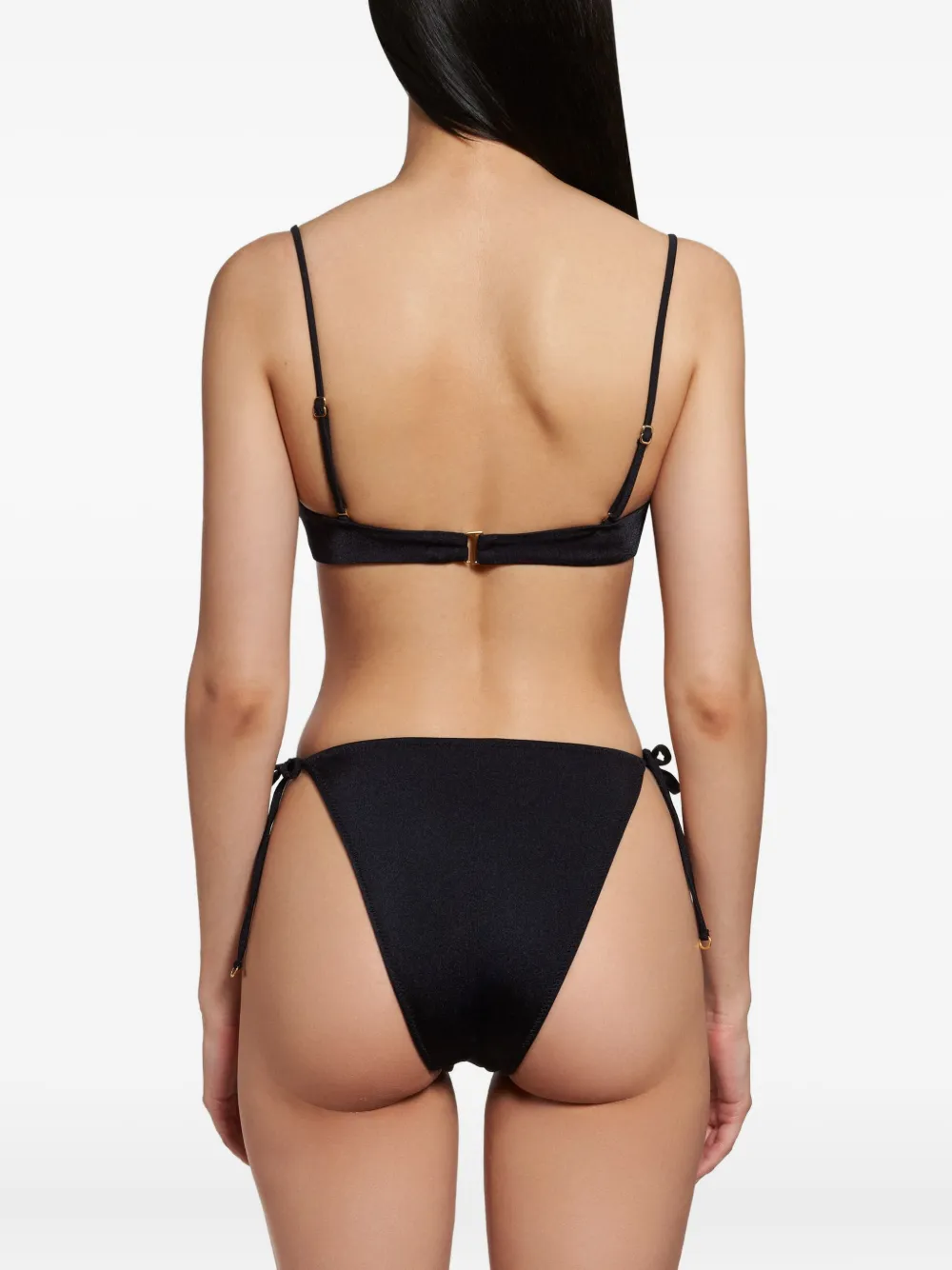 Noire Swimwear Monowire satijnen bikini Zwart