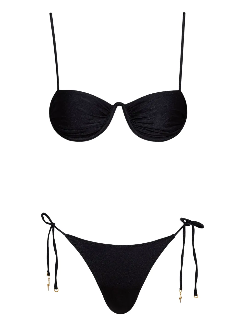 Noire Swimwear Monowire satin bikini set | Black | Image 1