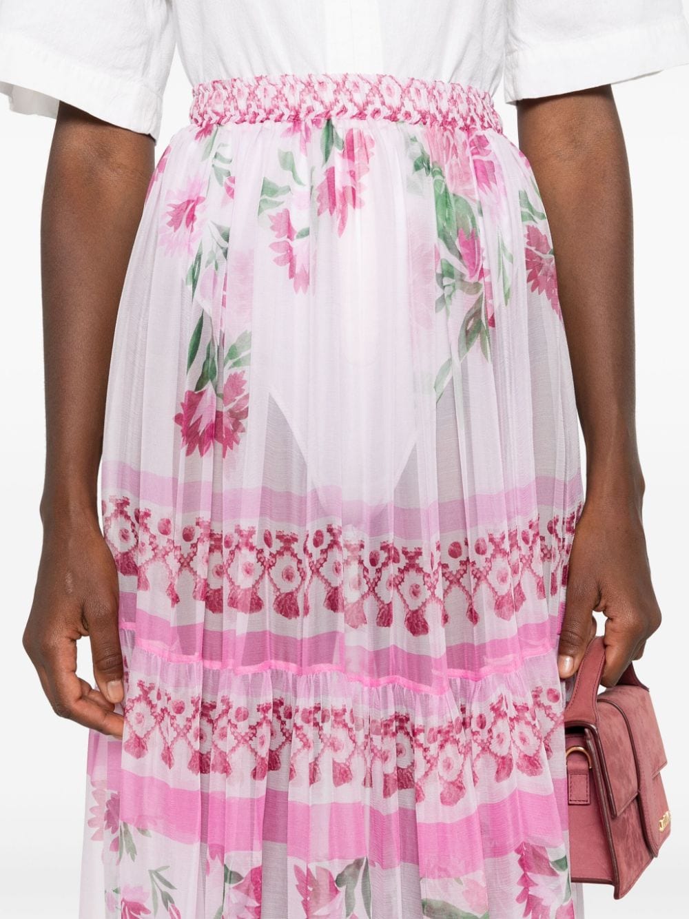 Shop Ermanno Scervino Floral-print Maxi Skirt In Pink
