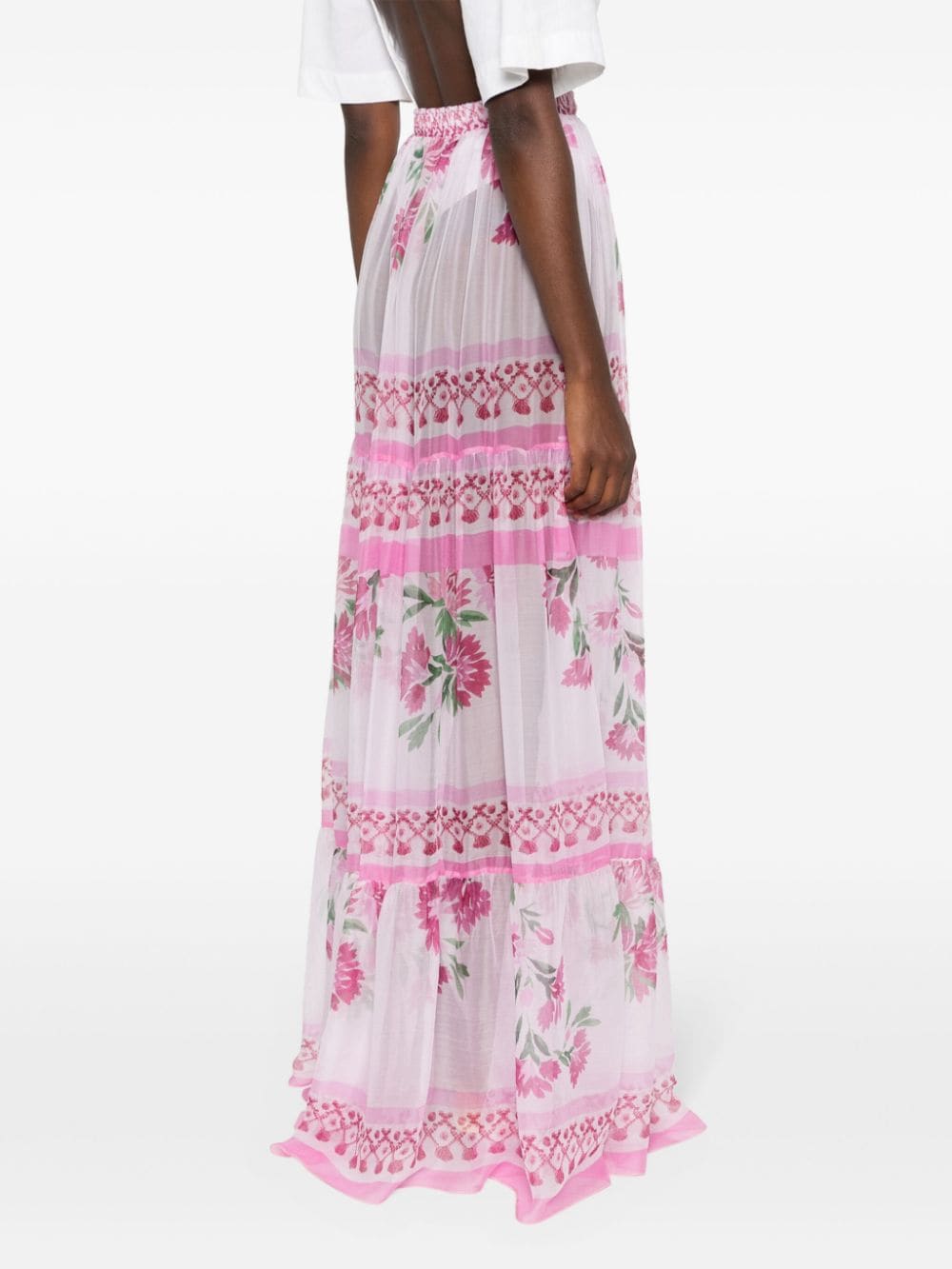 Shop Ermanno Scervino Floral-print Maxi Skirt In Pink