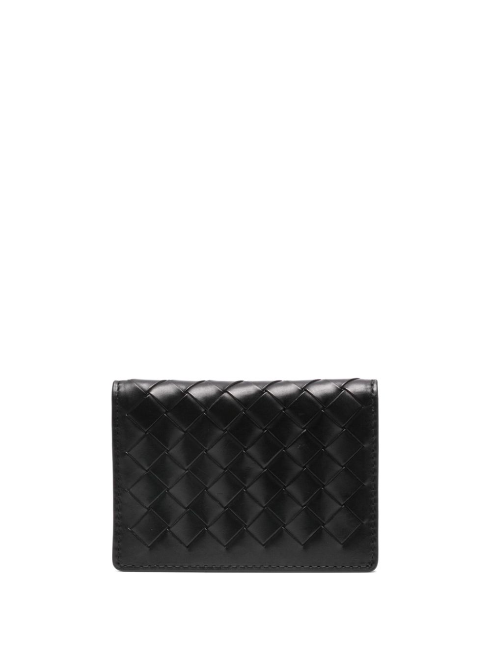 Shop Aspinal Of London Woven-design Bi-fold Cardholder In Black