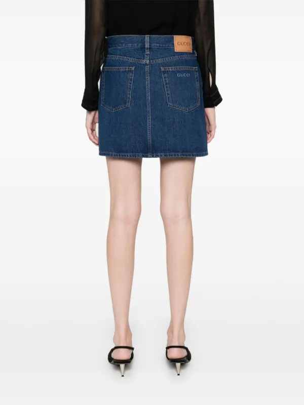 GUCCI Denim skirt レディース スカート Gucci Denim Midi Skirt | Blue | FARFETCH