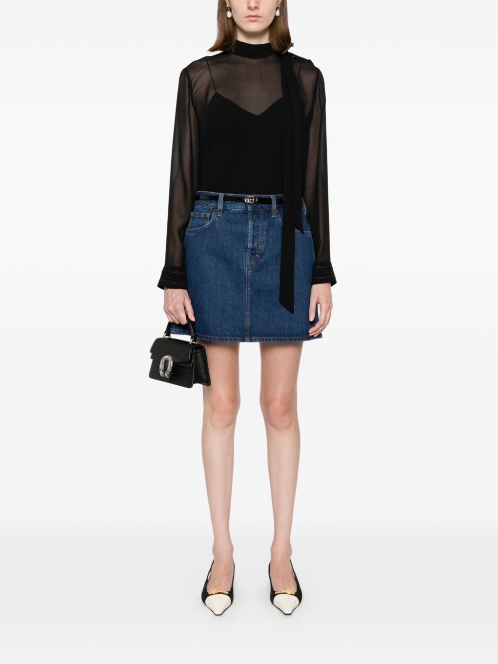 Shop Gucci Denim Mini Skirt In Blue