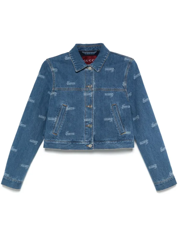 Gucci Lasered Denim Jacket Blue FARFETCH AE