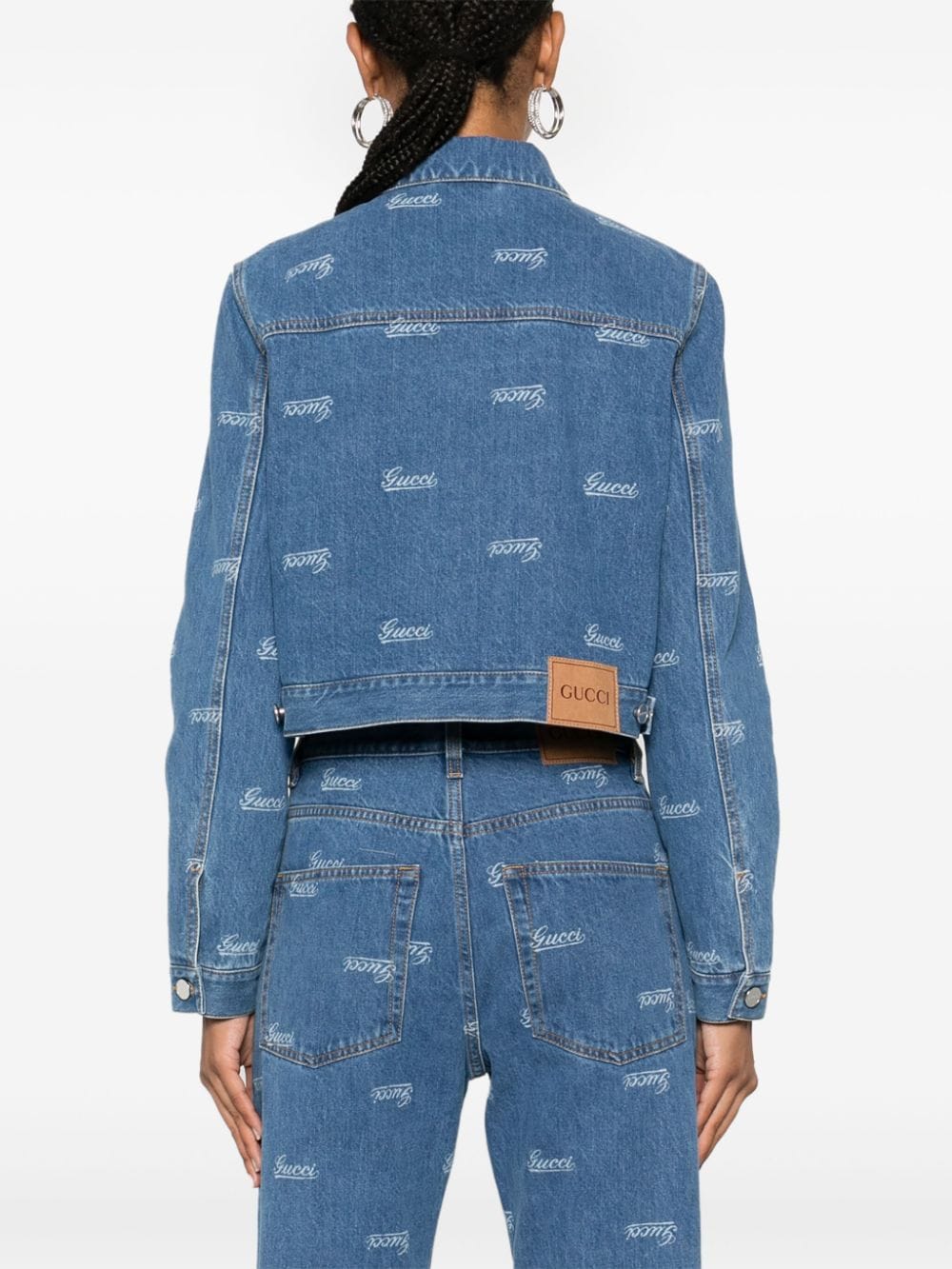 Shop Gucci Lasered Denim Jacket In Blue