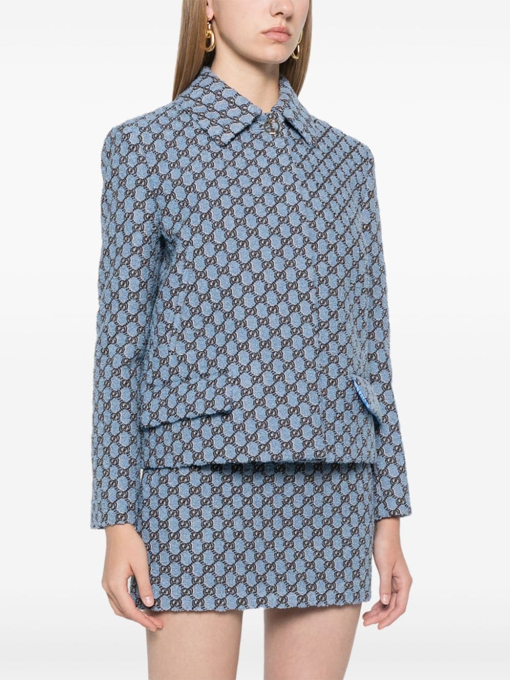 Shop Gucci Gg Shadow Bouclé Jacket In Blau