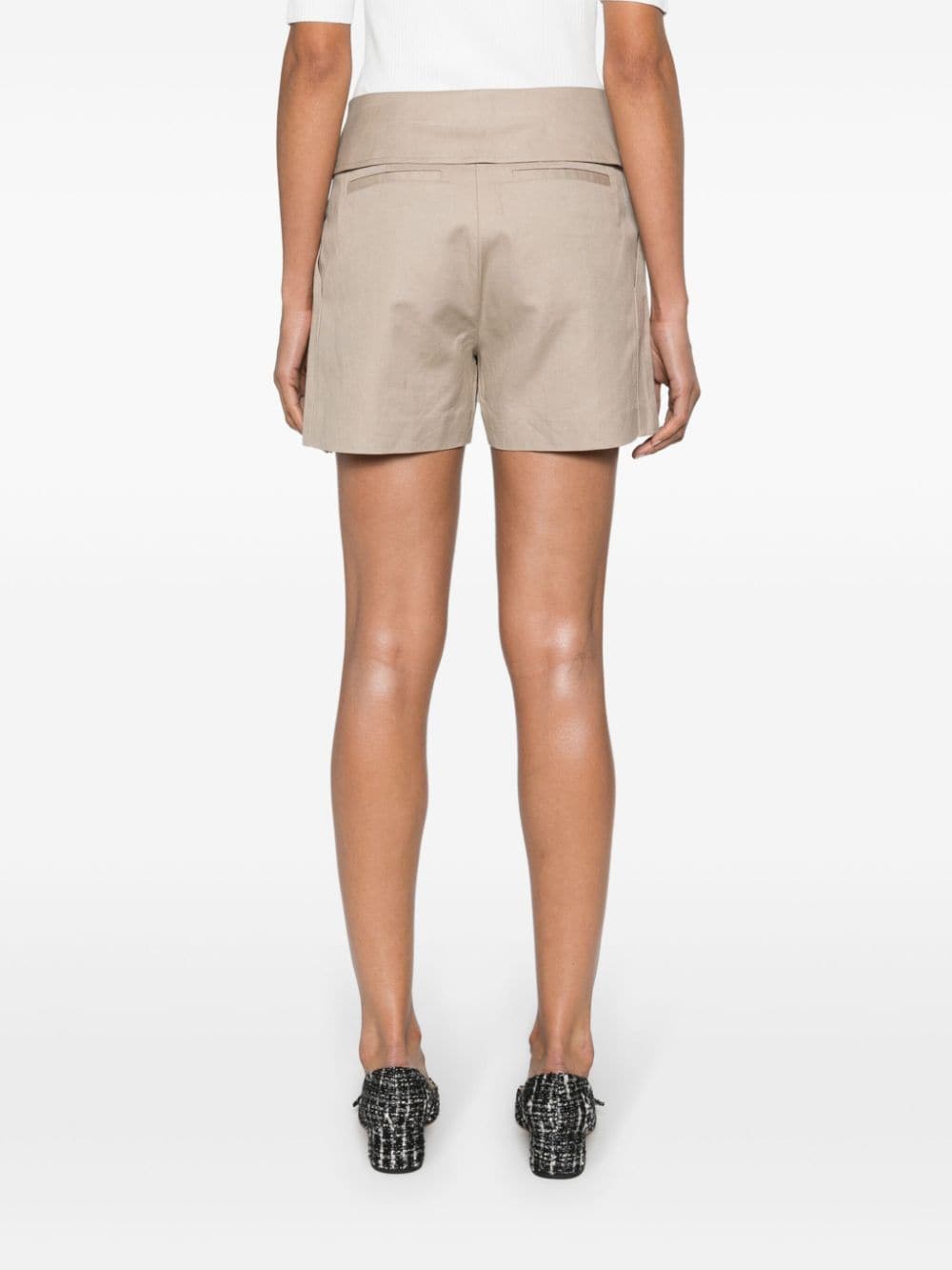 Shop Frame Folded-waist Shorts In Neutrals