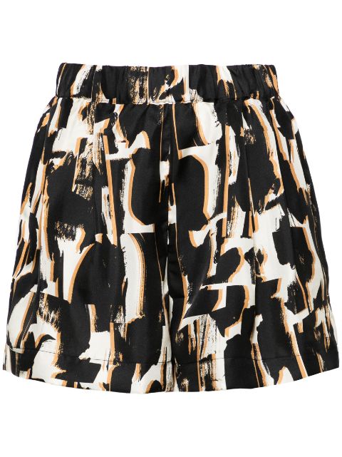 Asceno Zurich abstract-print silk shorts 