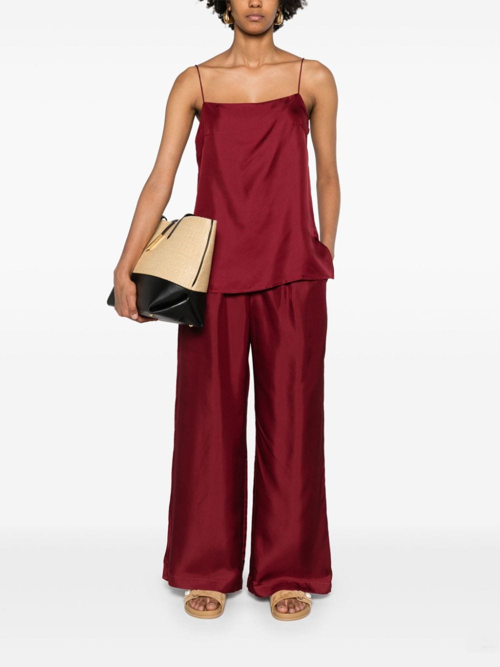 Shop Asceno Isola Mid-rise Straight-leg Trousers In Red