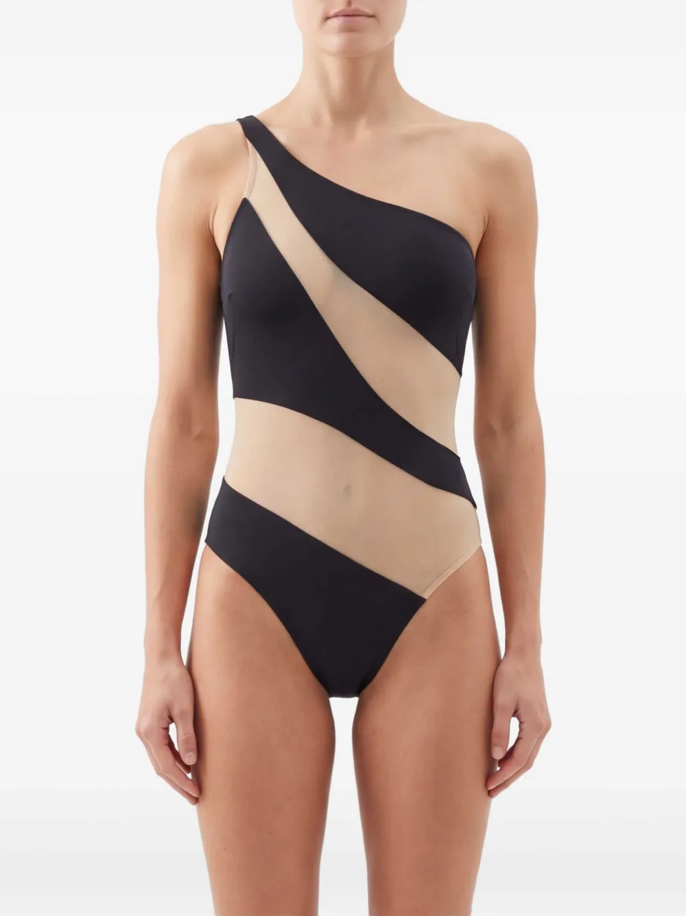 Norma Kamali Snake asymmetrisch badpak Zwart