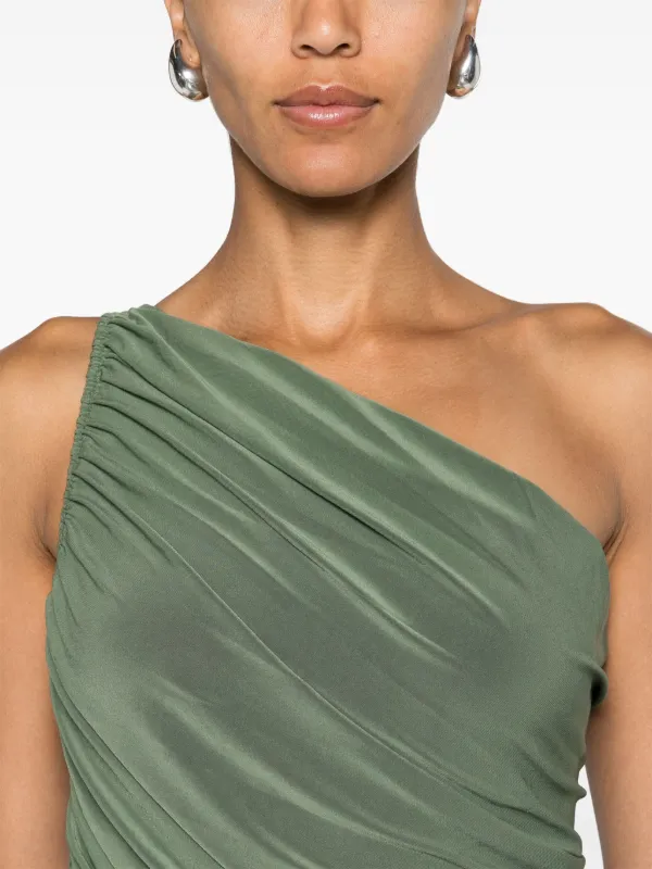 green draped midi dress Rose Patterned Halter Neck Draped Midi Dress – RAISA VANESSA INT