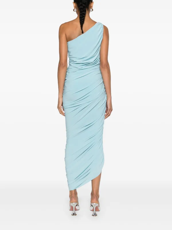 Norma Kamali Women's Diana Ruched One-Shoulder Midi-Dress - Soft Blue - Size XL