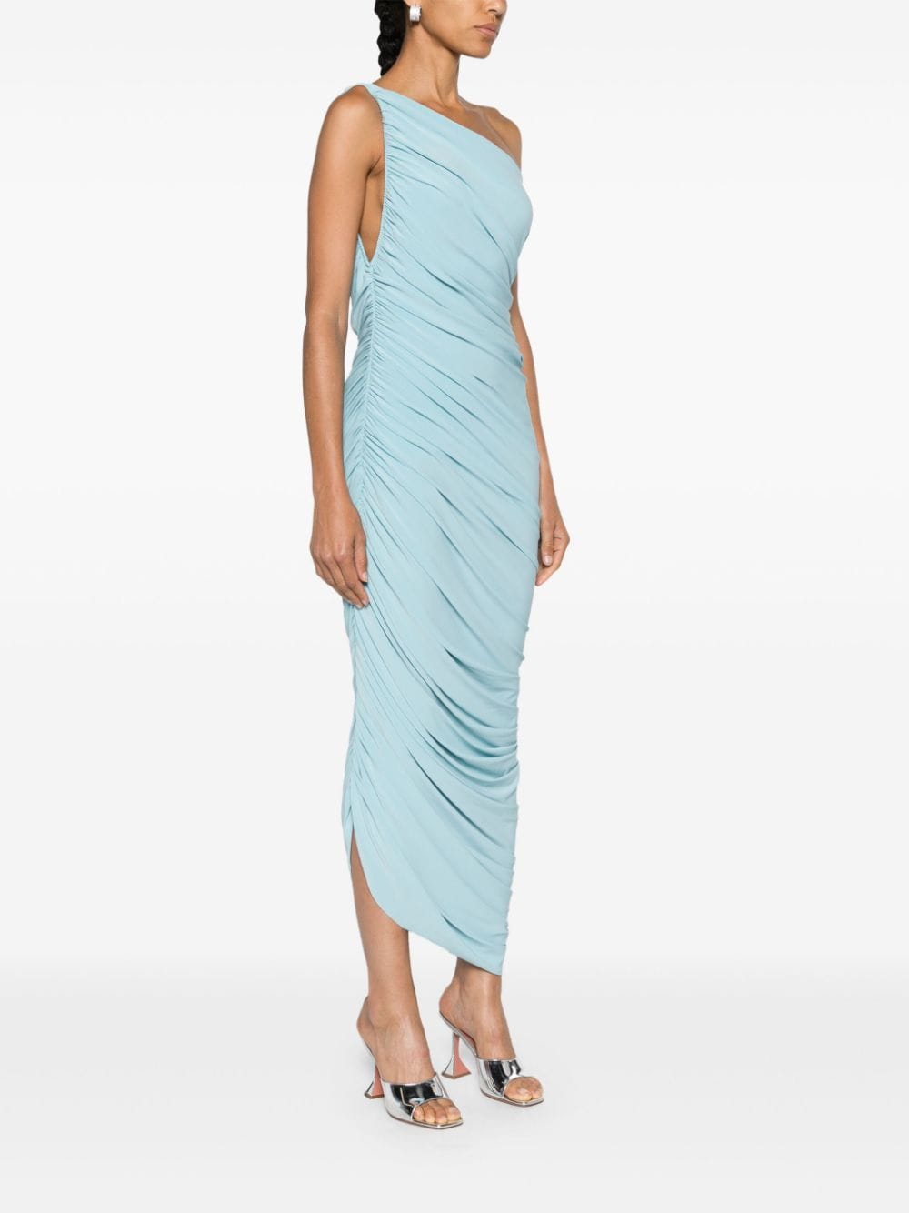 Shop Norma Kamali Diana One-shoulder Gown In Blue