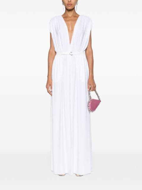 belted gathered maxi dress