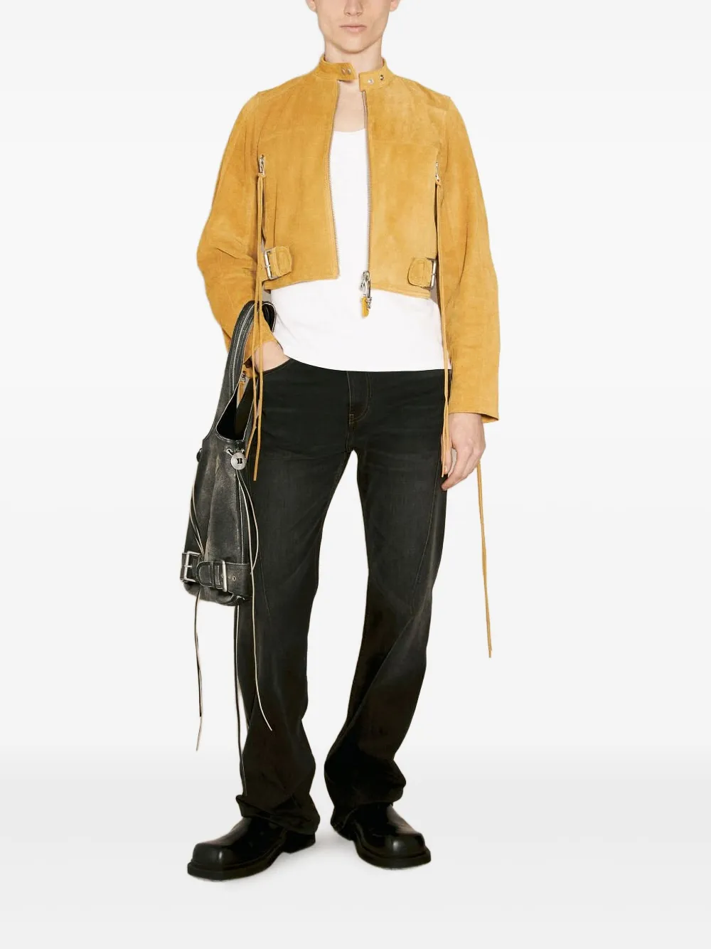 Eytys Uma Suede Biker Jacket In Yellow